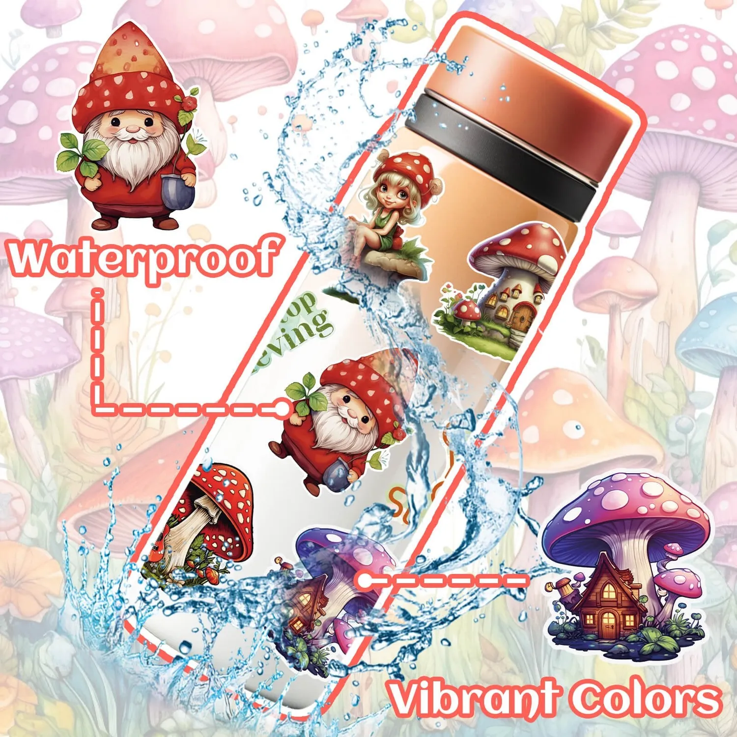 Ieebee Cute Mushroom Sticker Set 245 Stück wasserfest