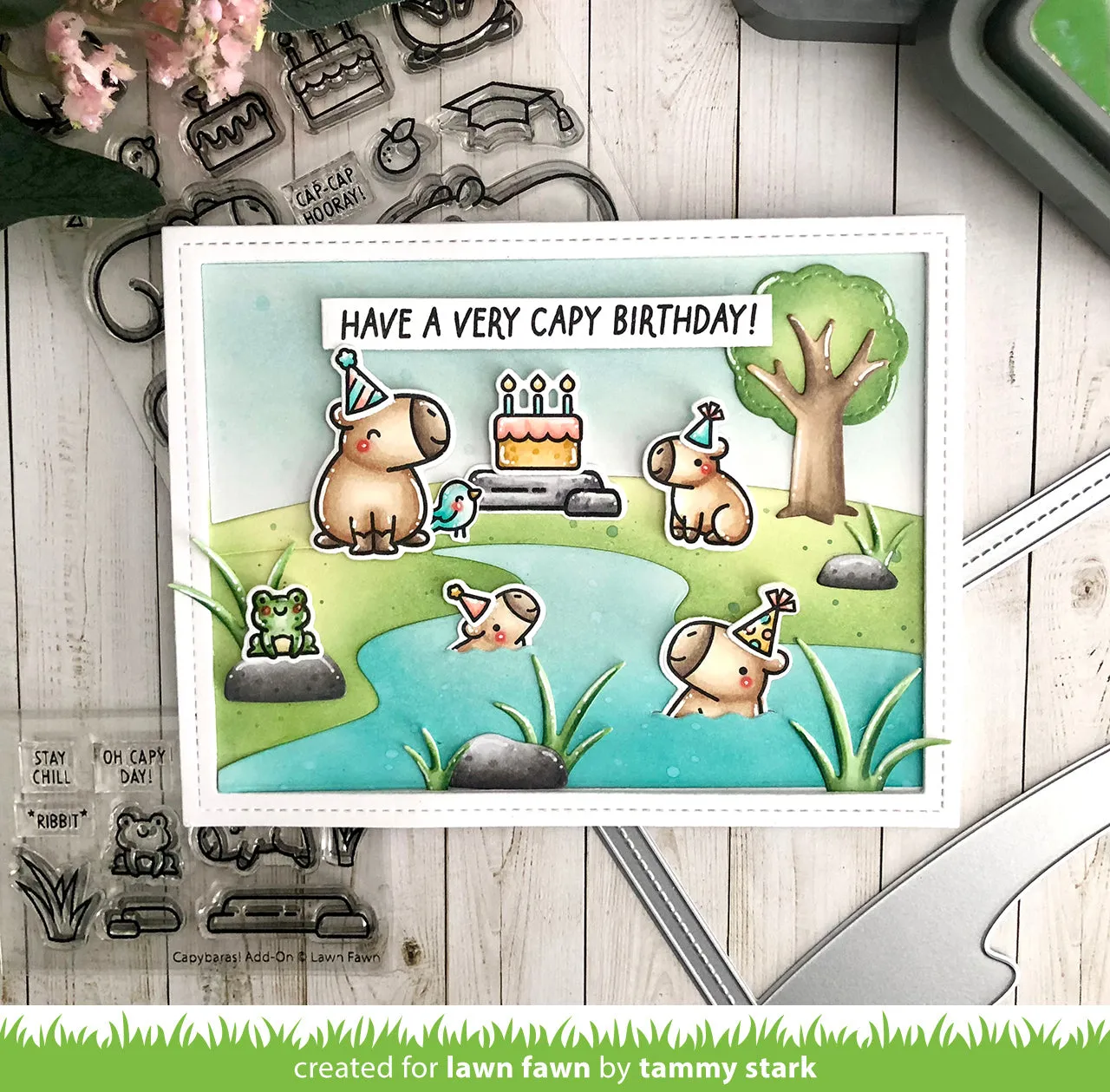 Lawn Fawn Riverside Backdrop Landscape Lawn Cuts Fluss