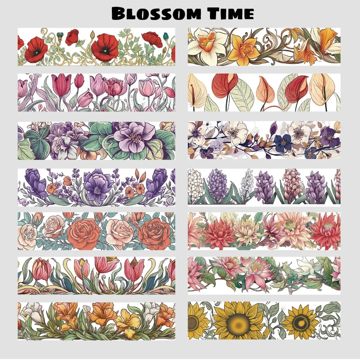 Ieebee Modern Floral Washi Tape Set 34 Rollen