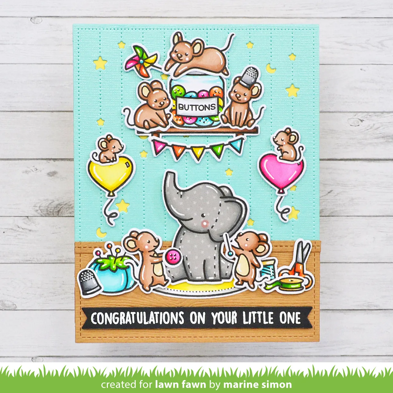 Lawn Fawn Elephant Parade Add-On Clear Stamps Baby