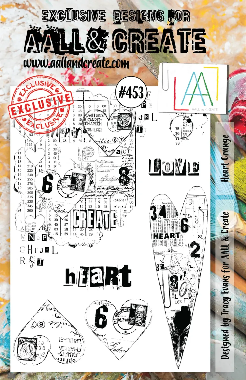 AALL and Create 453 Heart Grunge Stempelset A5