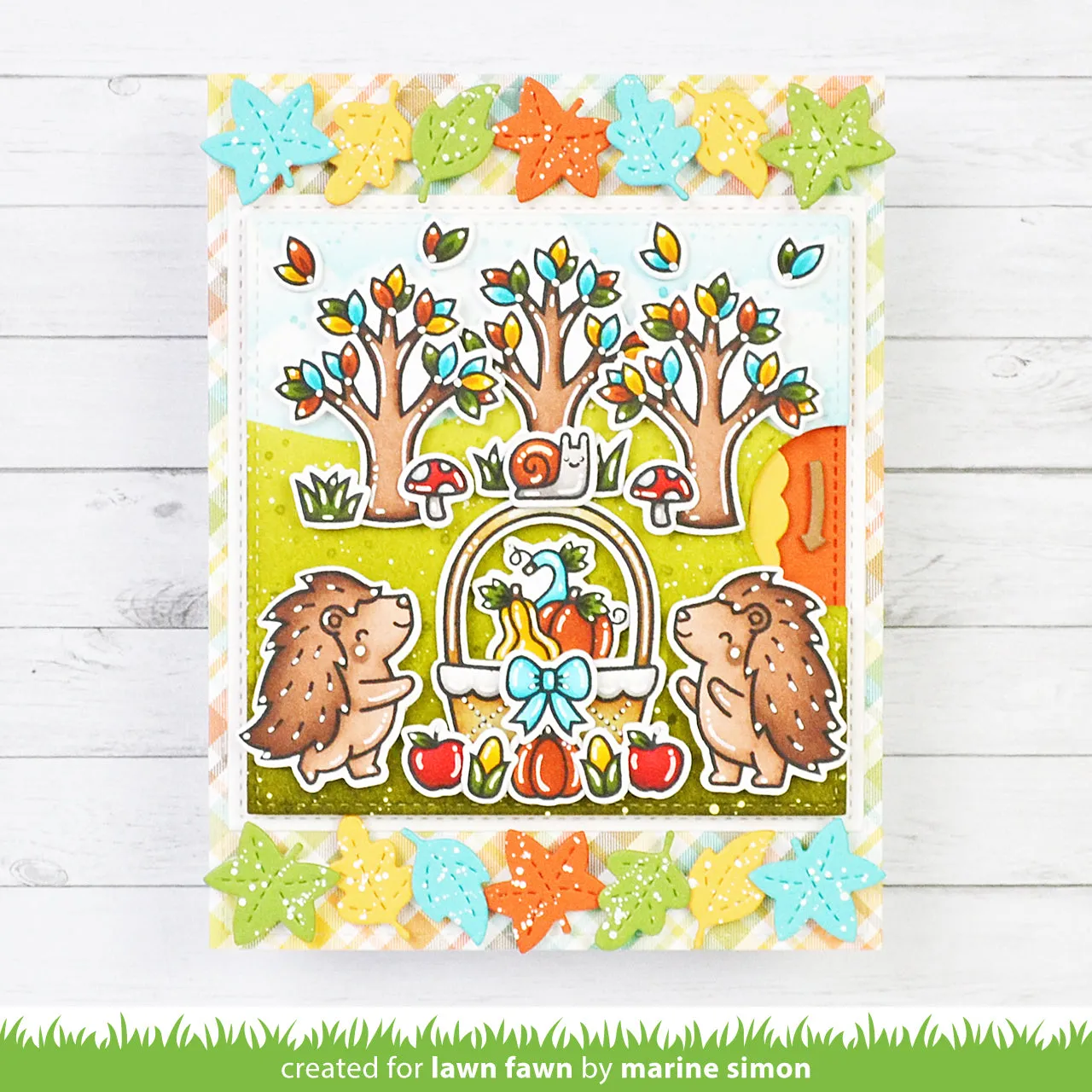 Lawn Fawn Fall Leaves Border Stanzschablonen Herbst