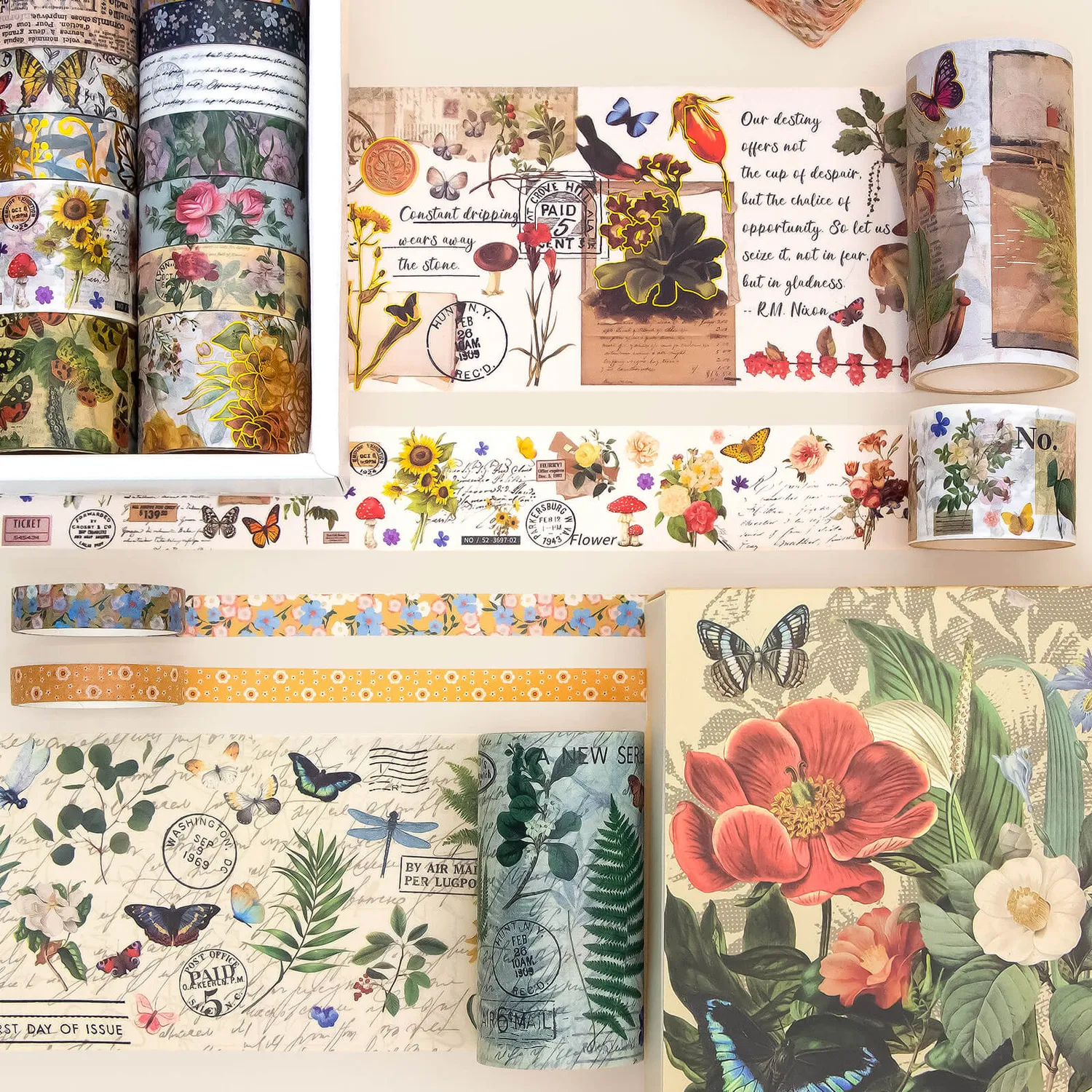 Ieebee Vintage Washi Tape 37 Rollen Ephemera Set
