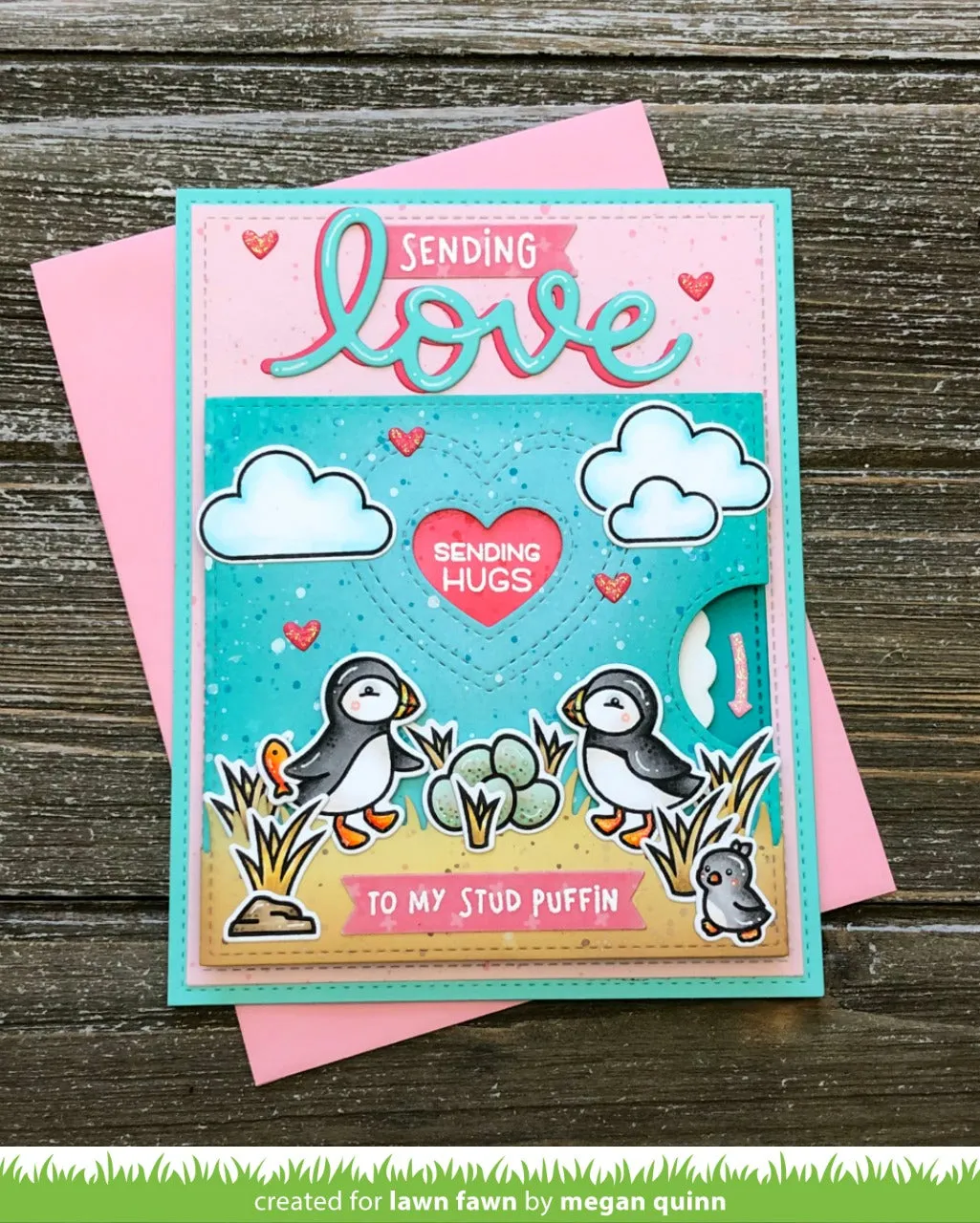 Lawn Fawn Stud Puffin LF2169 Stempelset Valentinstag