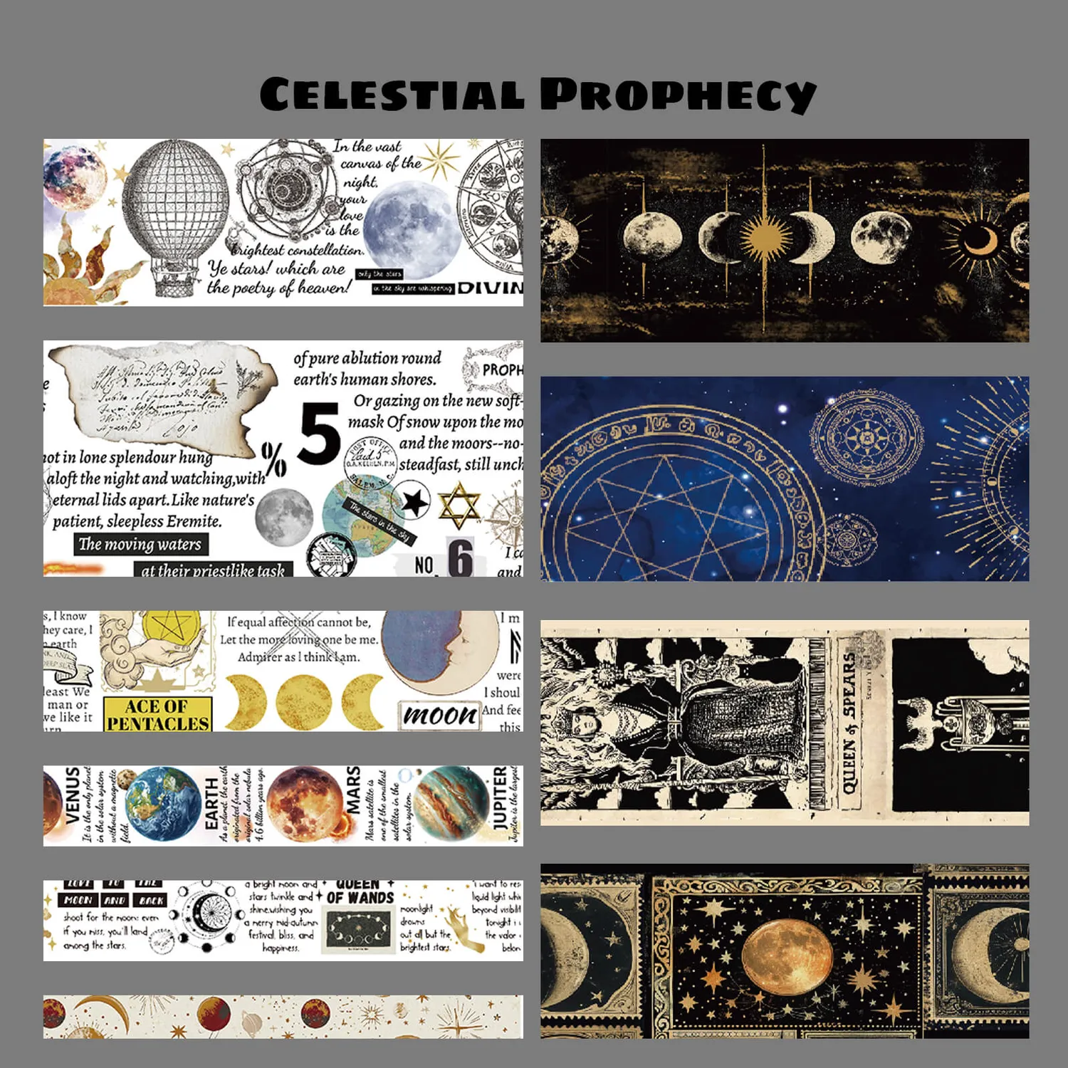 Ieebee Vintage Galaxy Washi Tape Set 25 Rollen Zodiac