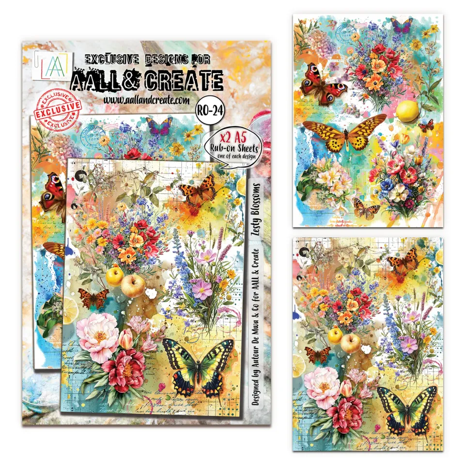 AALL and Create RO-24 Zesty Blossoms Rub-Ons A5 2-teilig Blüten