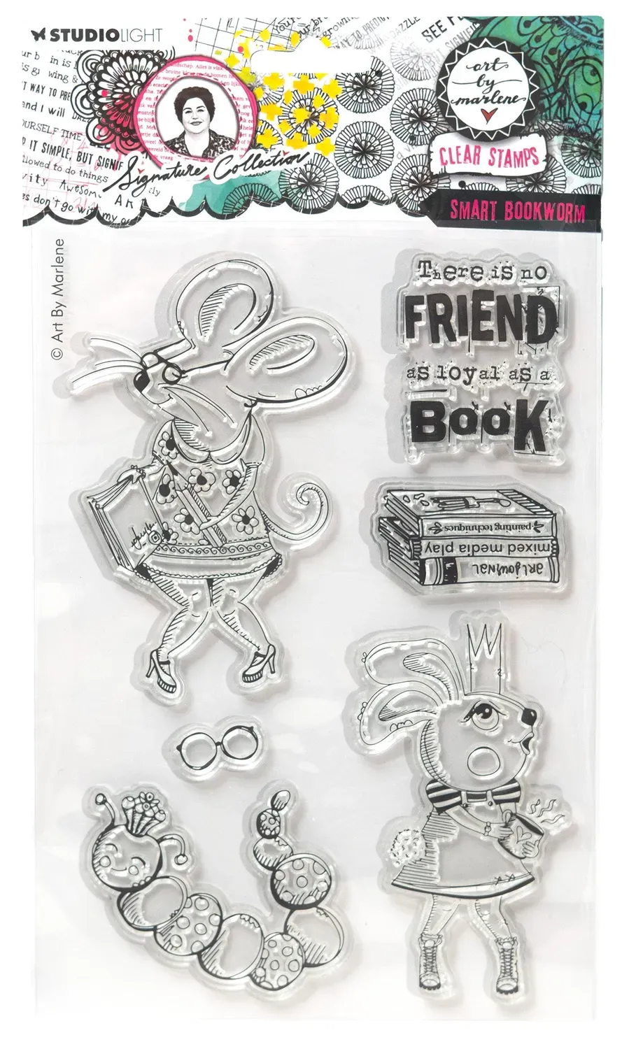 Art by Marlene Signature Smart Bookworm Clear Stamps