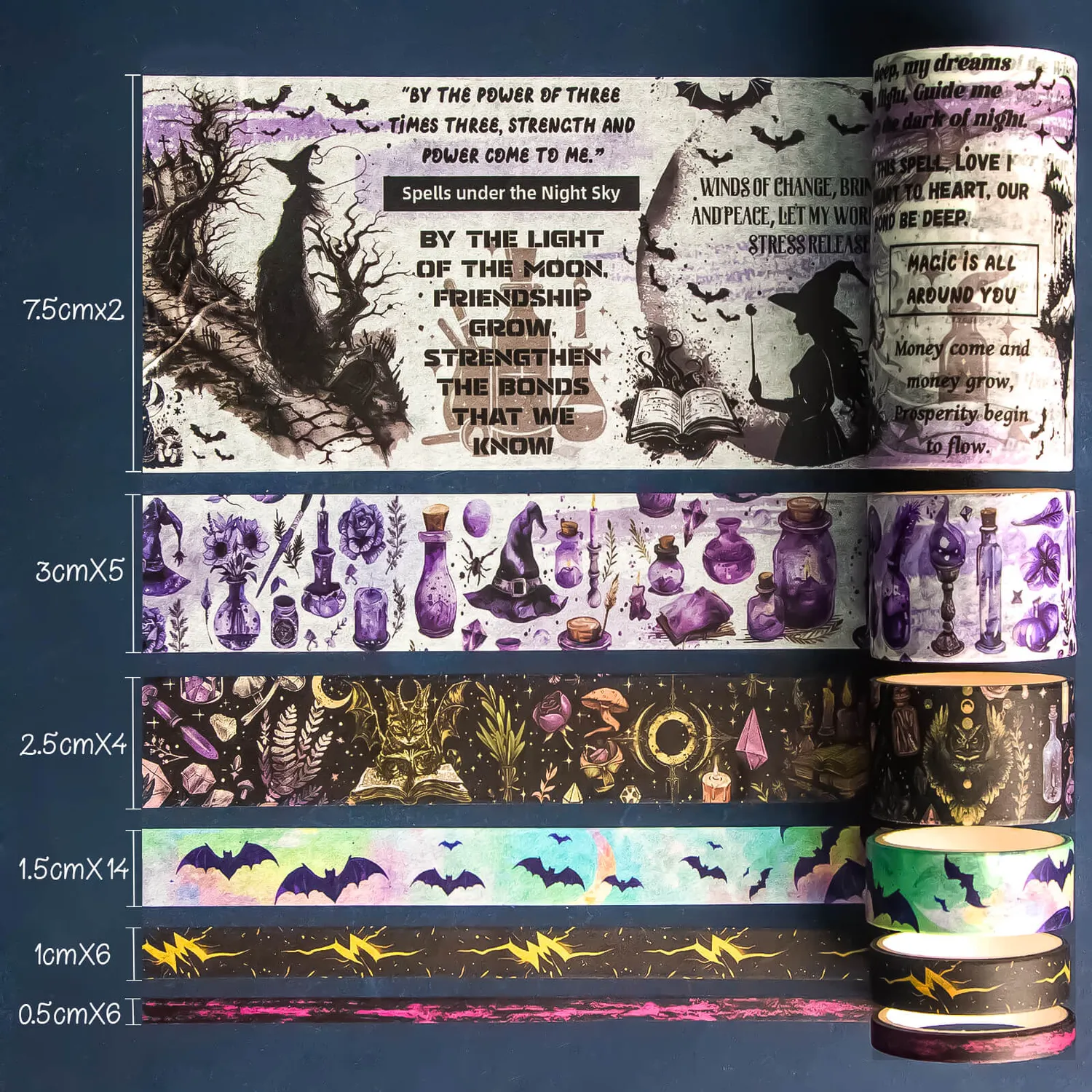 Ieebee Witchy Washi Tape Set 37 Rollen Mond Hexe