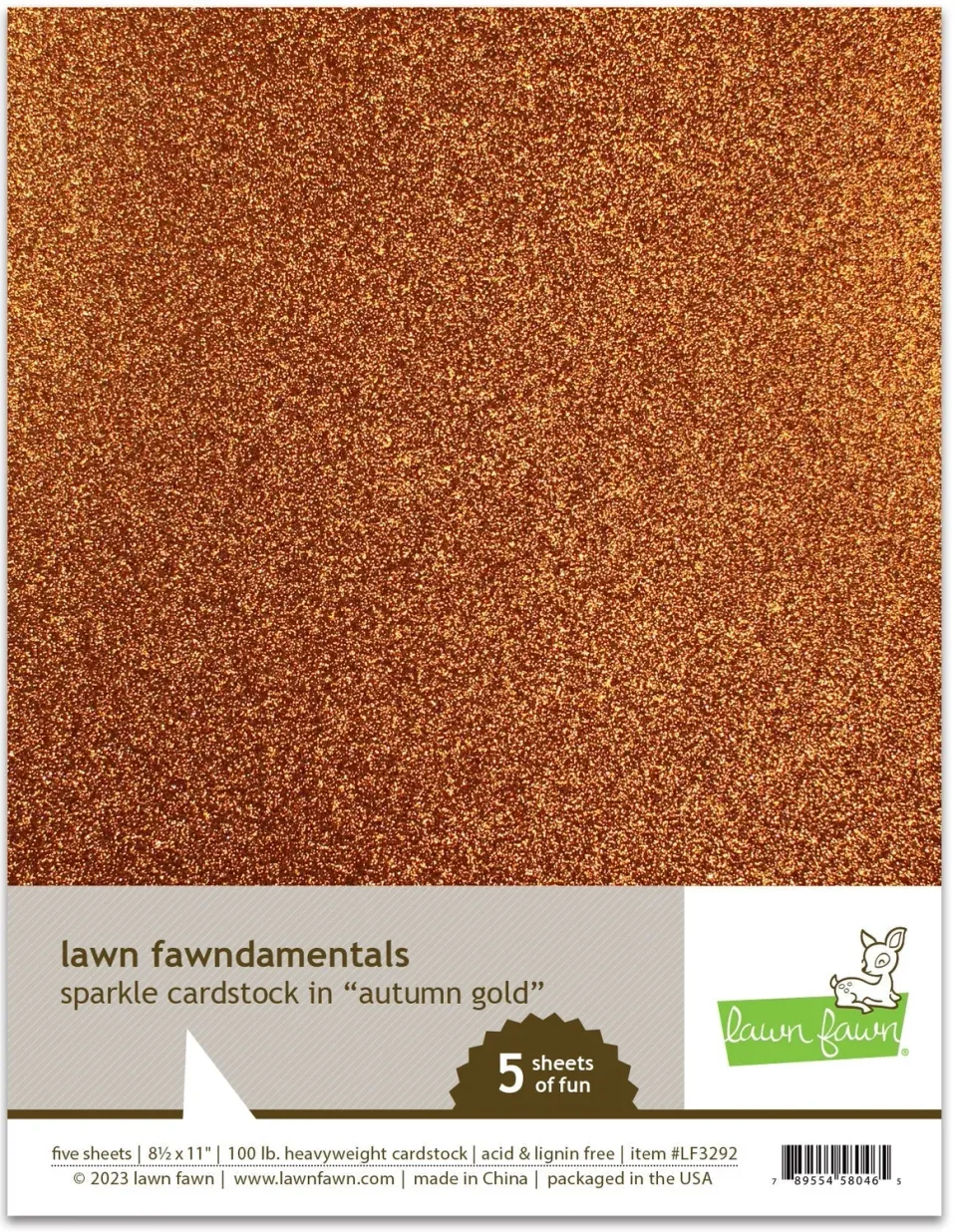Lawn Fawn Sparkle Cardstock Autumn Gold Glitzerkarton 5 Blatt