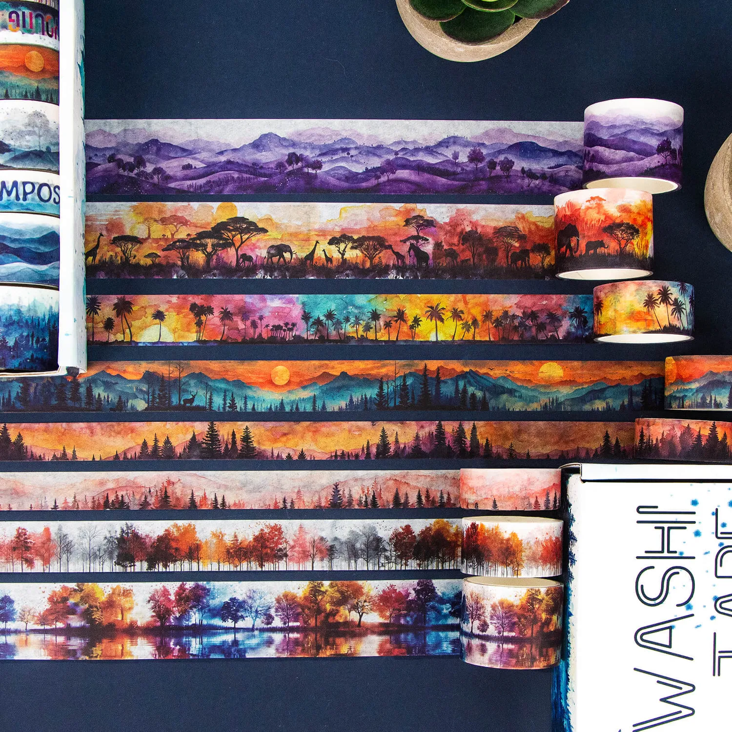 Ieebee Landscape Washi Tape Set 32 Rollen Berge Wald