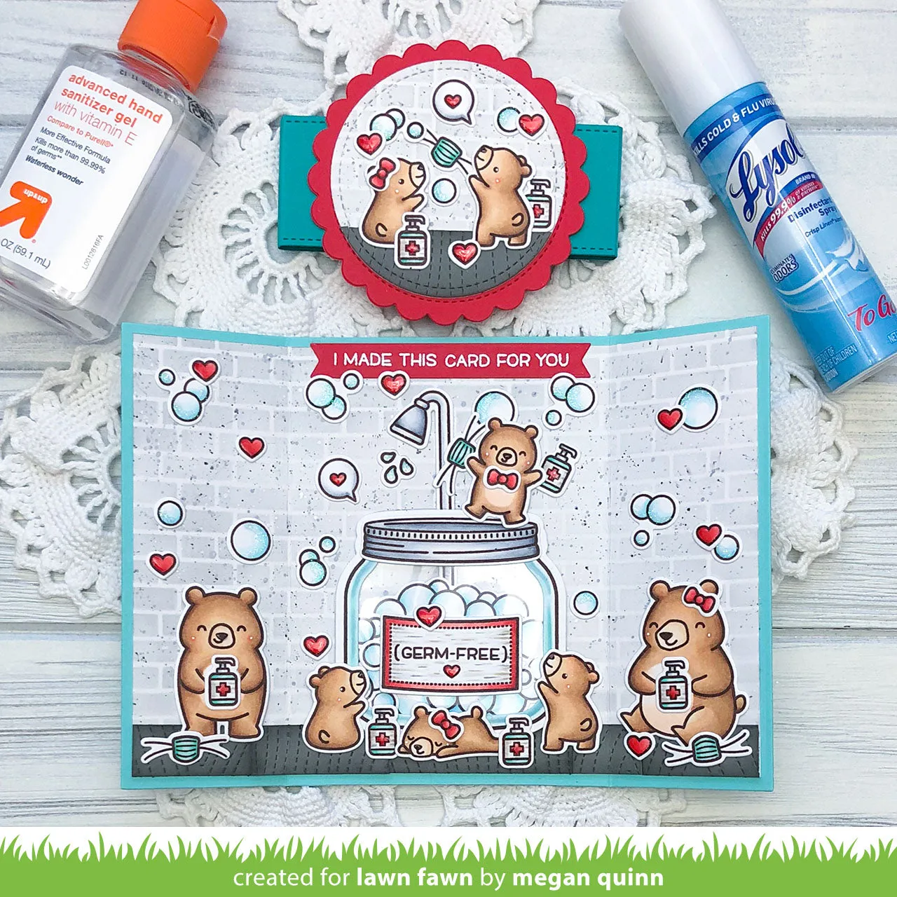 Lawn Fawn Germ-Free Bear Stempelset Bär Hygiene