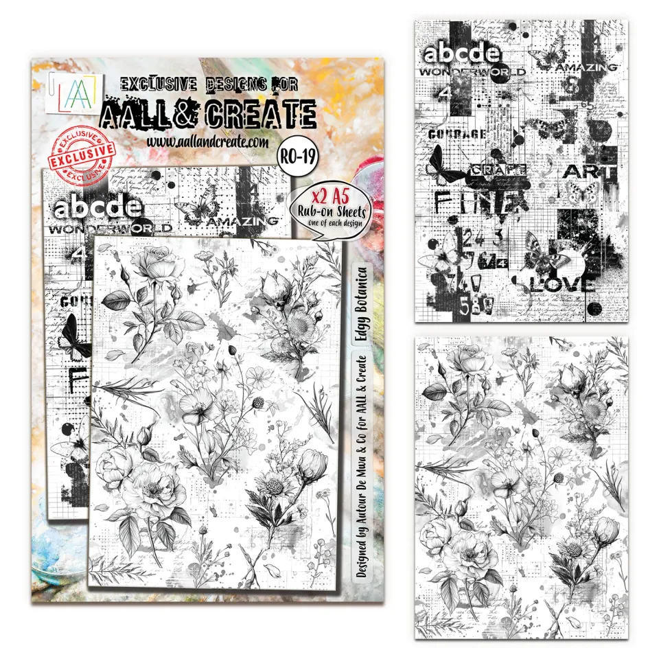 AALL and Create RO-19 Edgy Botanica Rub-Ons A5 2 Bogen