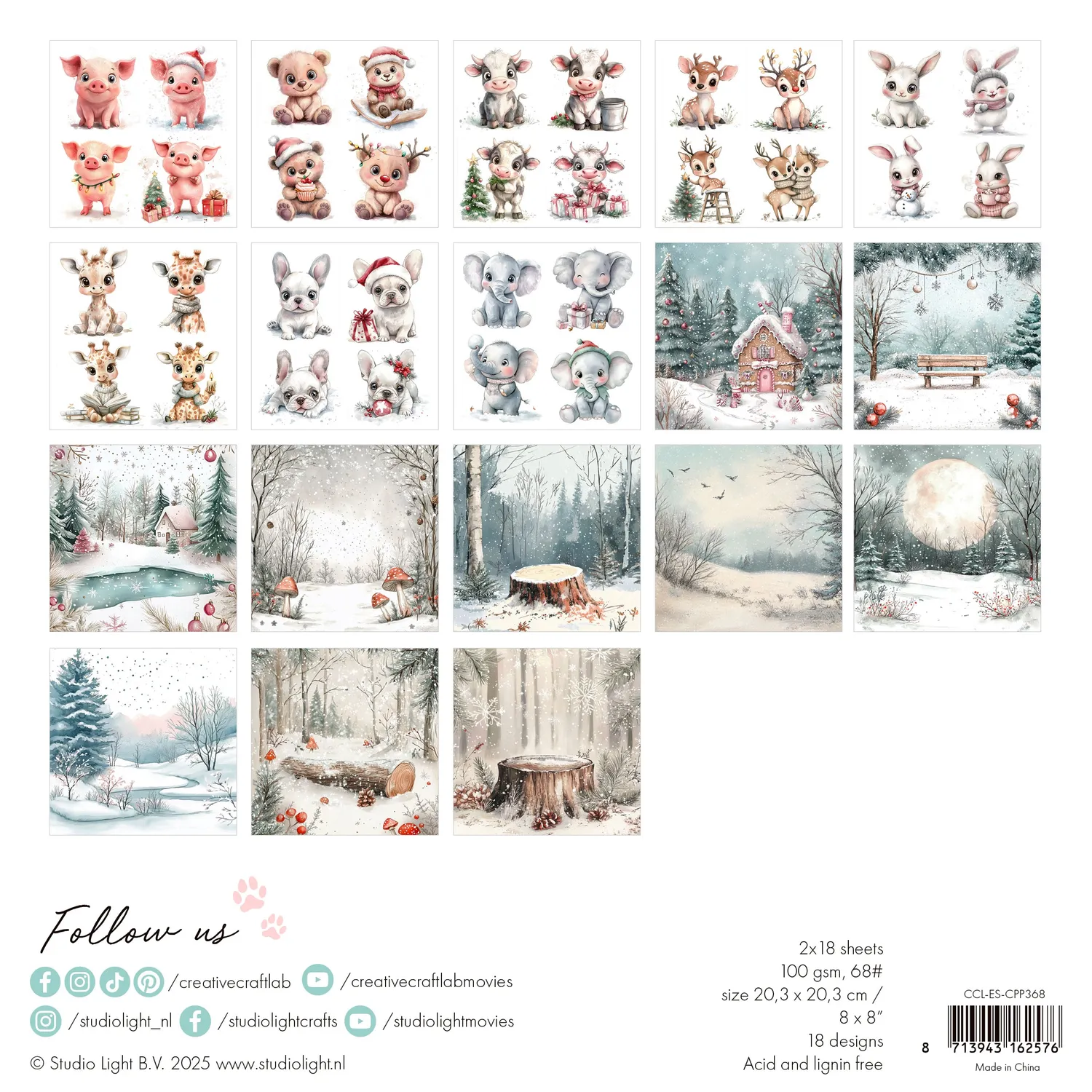 Creative Craftlab Essentials Collage Paper Pad Holly Jolly 36 Blatt