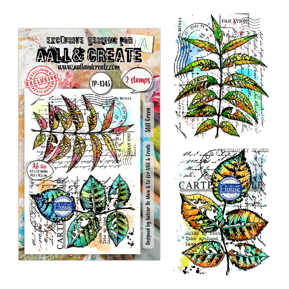 AALL and Create TP-1345 Stempelset A6 Still Green 2 Motive