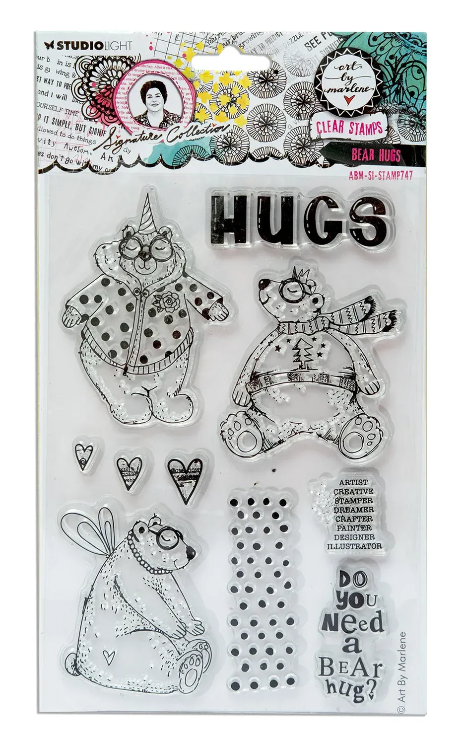 Art by Marlene Signature Clear Stempel Bear Hugs