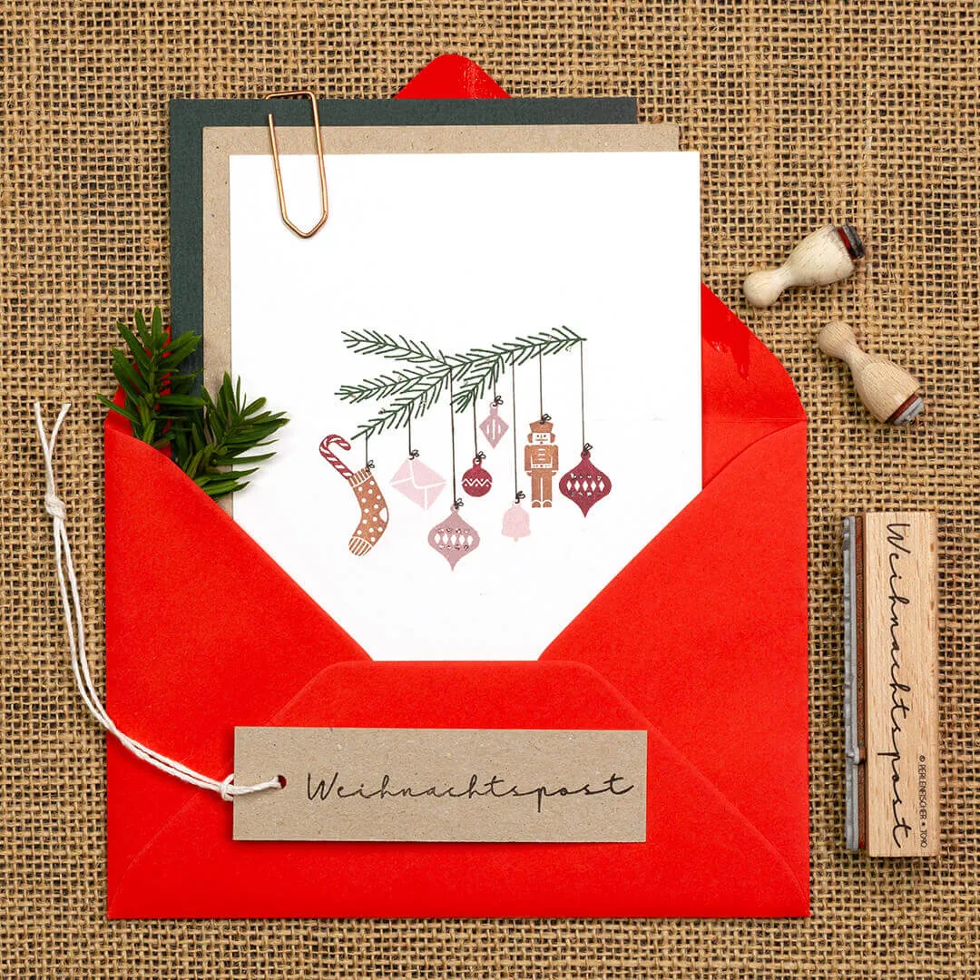 Perlenfischer Weihnachtspost Stempel 72x9 mm Holz