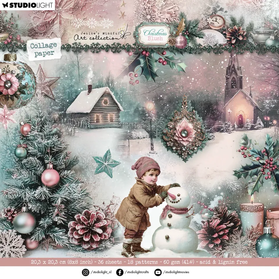 Jenine's Mindful Art Christmas Blush Collagepapier 36 Blatt