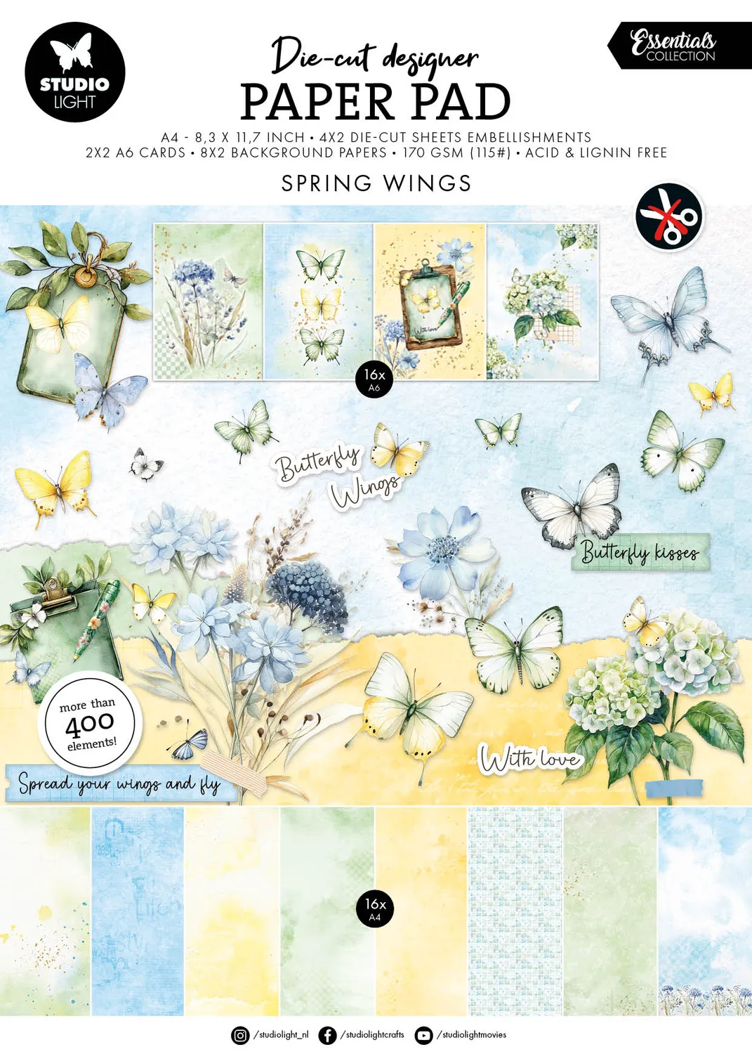 StudioLight Essentials Butterflies Die-Cut Papierblock 28 Blatt