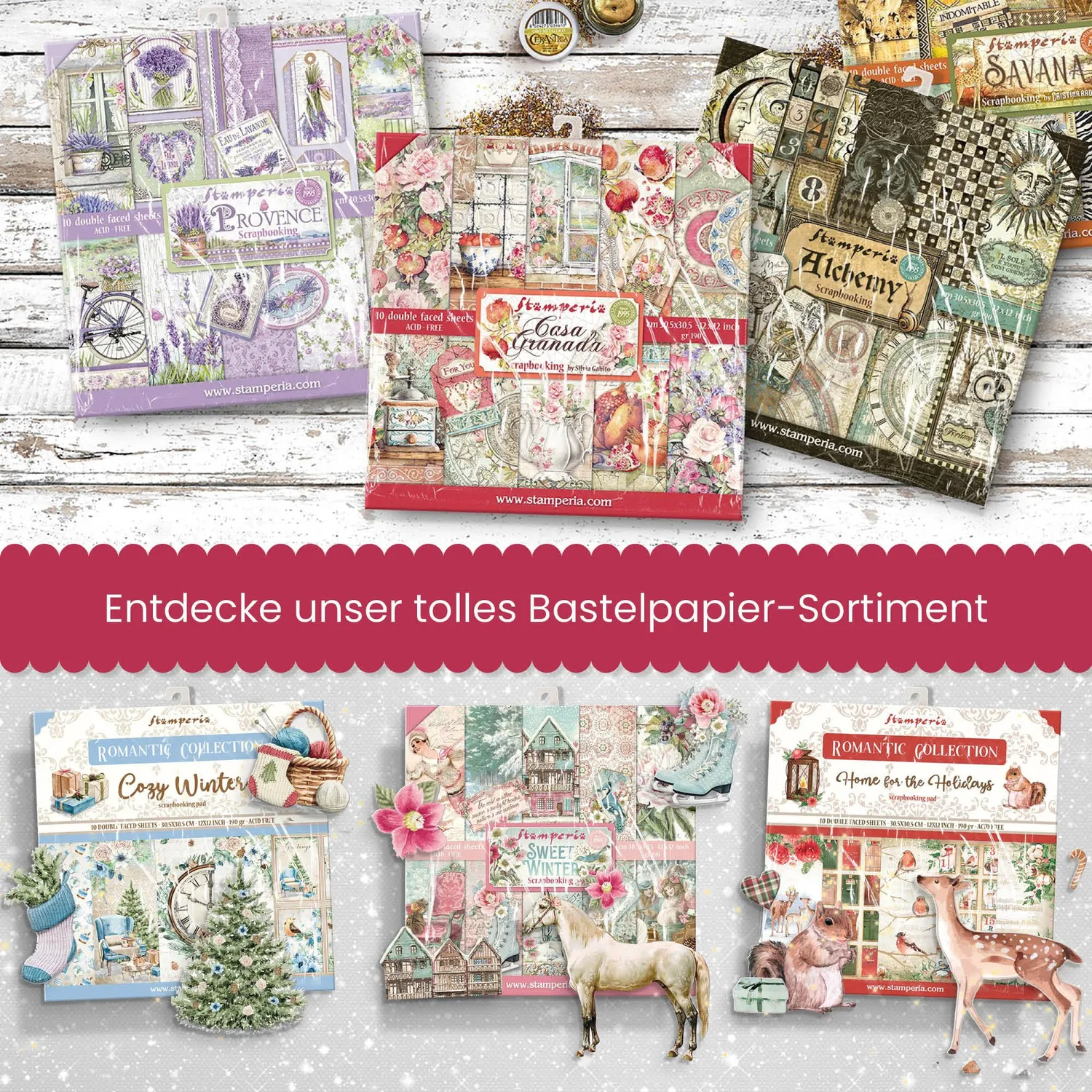 Stamperia Cosmos Scrapbookpapier 20,3x20,3cm 190g doppelseitig