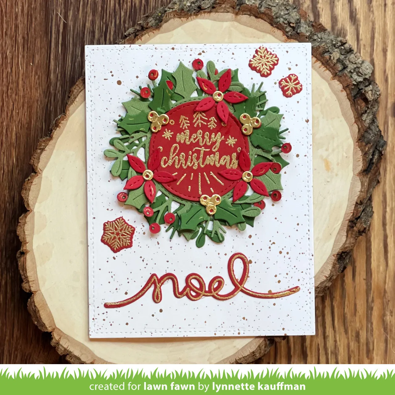 Lawn Fawn Magic Iris Holly Wreath Stanzen Stechpalmenkranz