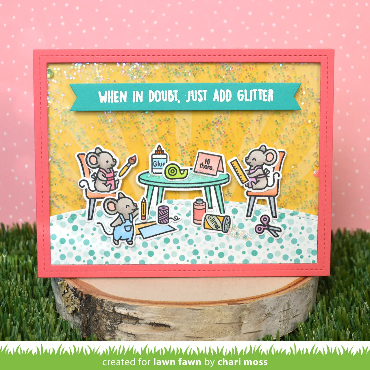 Lawn Fawn Just Add Glitter Stempelset Mäuse Basteln