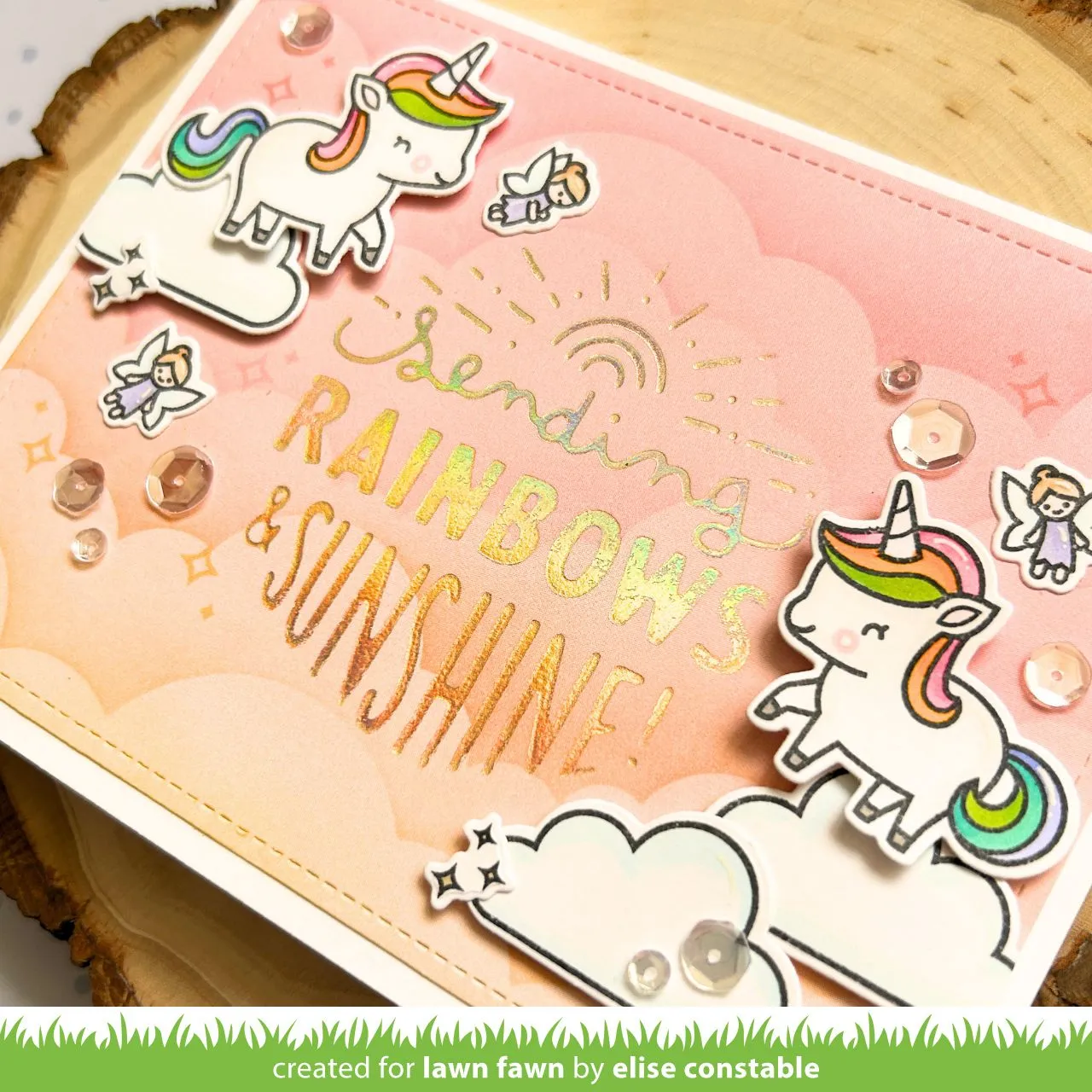 Lawn Fawn Foiled Sentiments Sending Rainbows Folienplatte