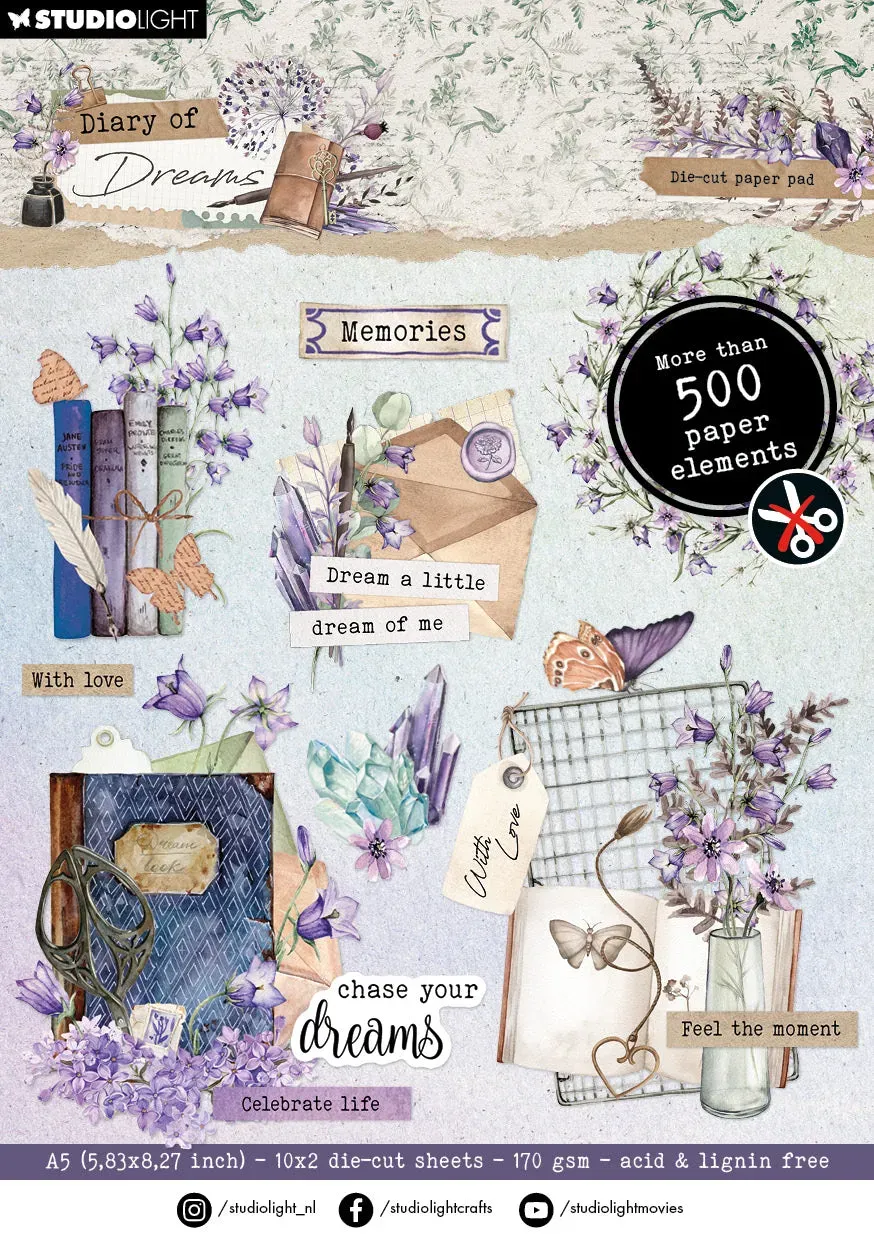 Studio Light Diary of Dreams Die-Cut Papier Elemente A5