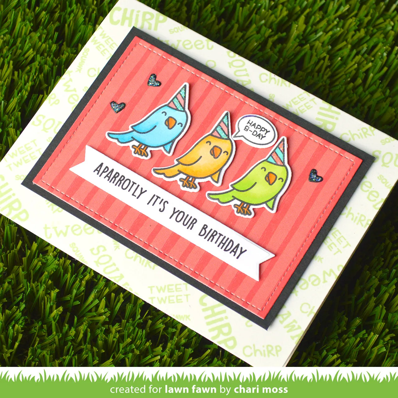 Lawn Fawn Year Twelve Stempelset Papagei Geburtstag