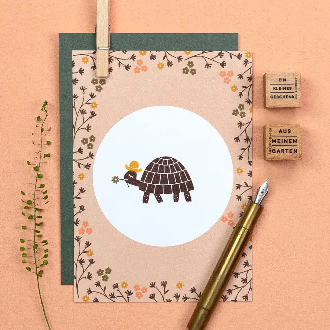 Perlenfischer Turtle walking Stempel Holz 51x27 mm