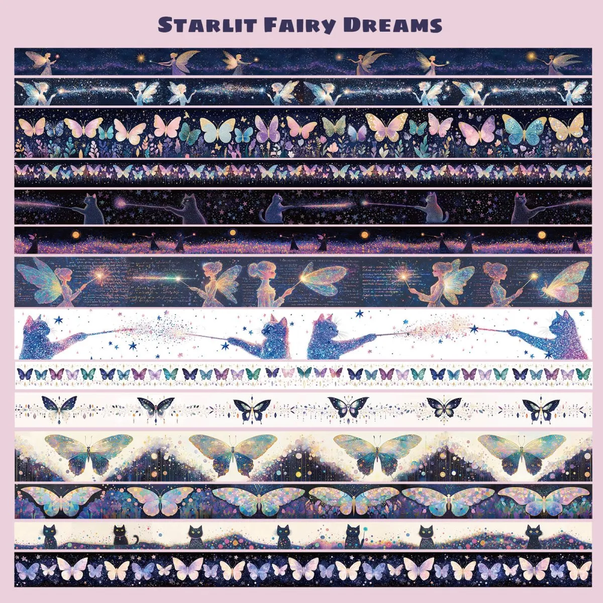 Ieebee Glitter Fairy Washi Tape Set 14 Rollen Sterne Glitzer