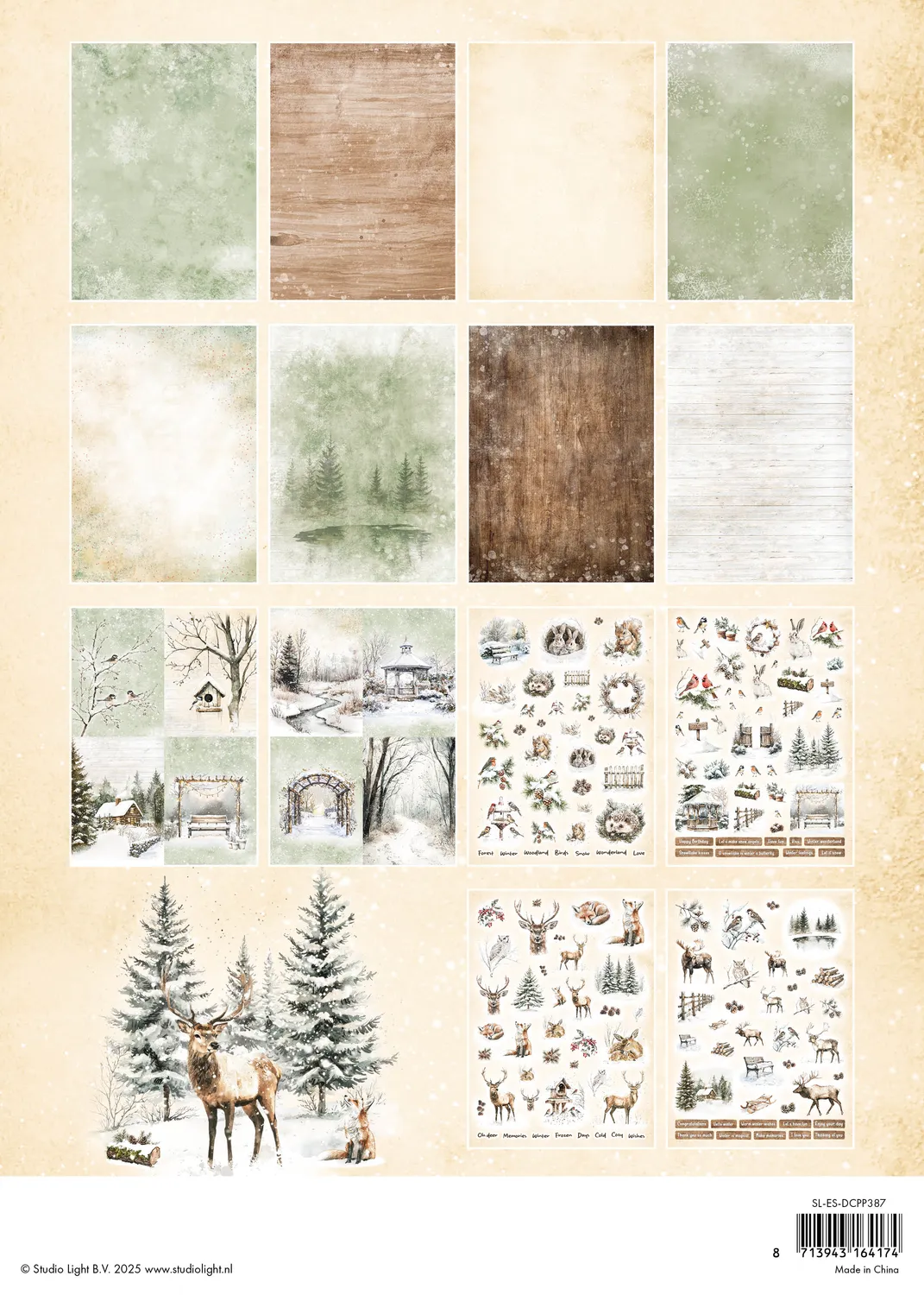 StudioLight Essentials Paper Pad Winter Woodland 28 Blatt