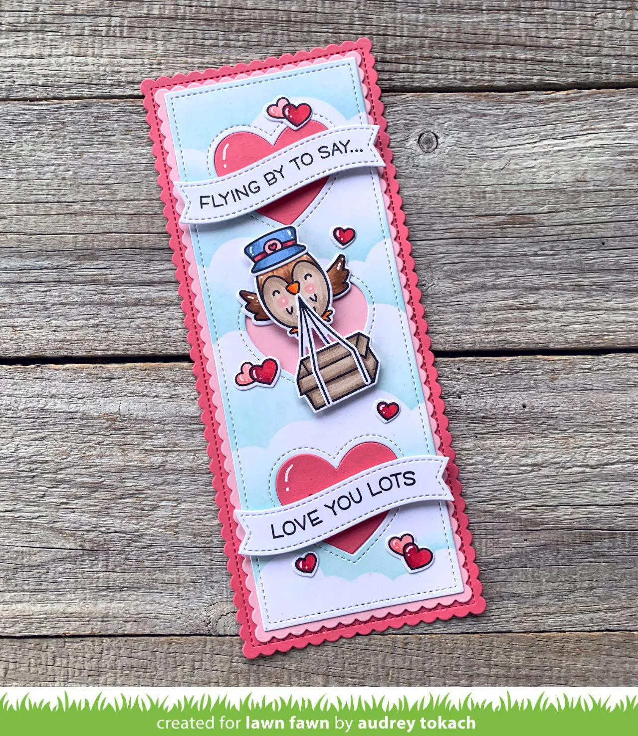 Lawn Fawn Scalloped Slimline with Hearts Stanze Portrait