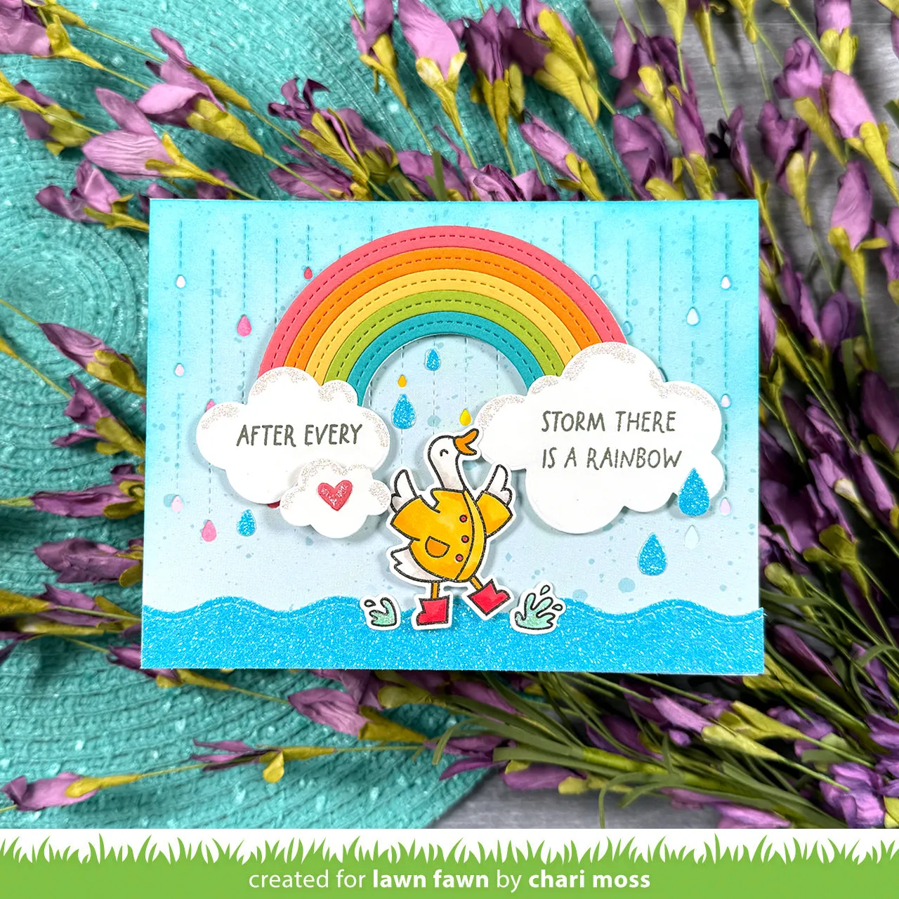 Lawn Fawn Rainbow Sentiments Stempelset Regenbogen