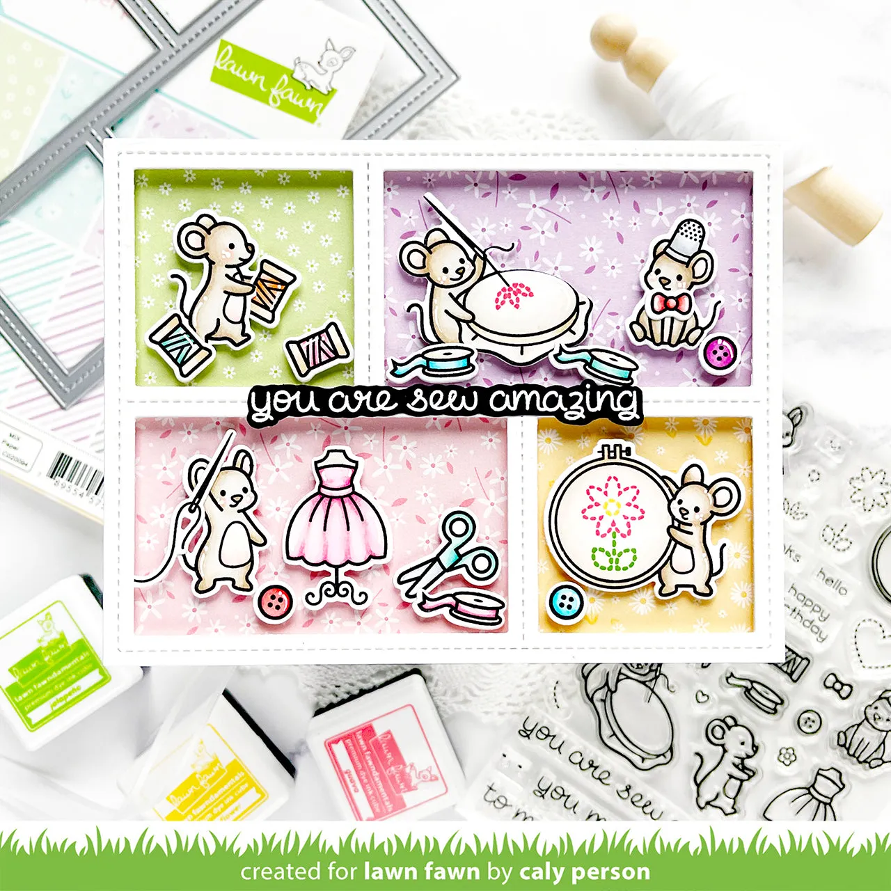Lawn Fawn Sew Very Mice LF3061 Stempelset Mäuse