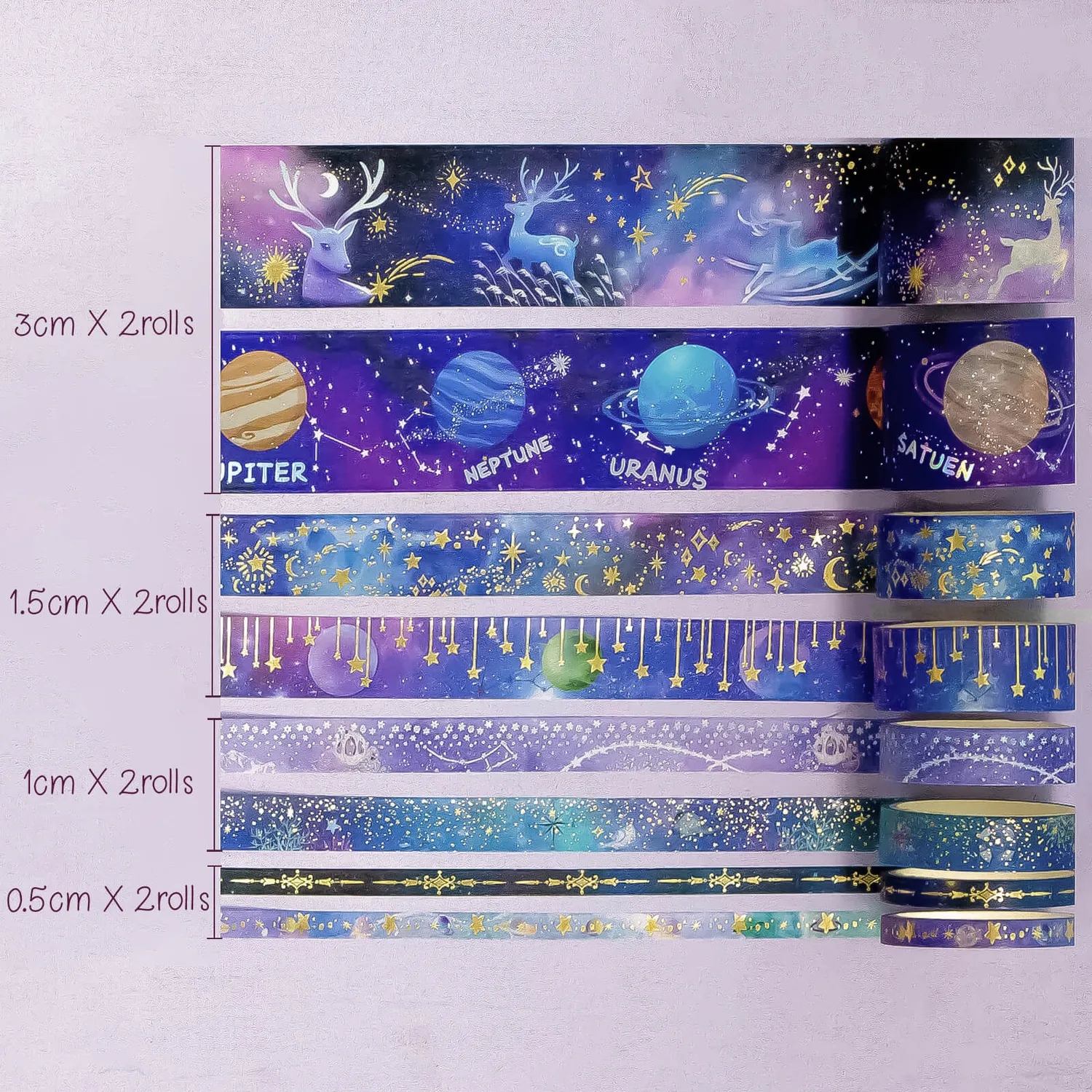 Ieebee Galaxy Washi Tape Set 52 Rollen Sterne Nebel