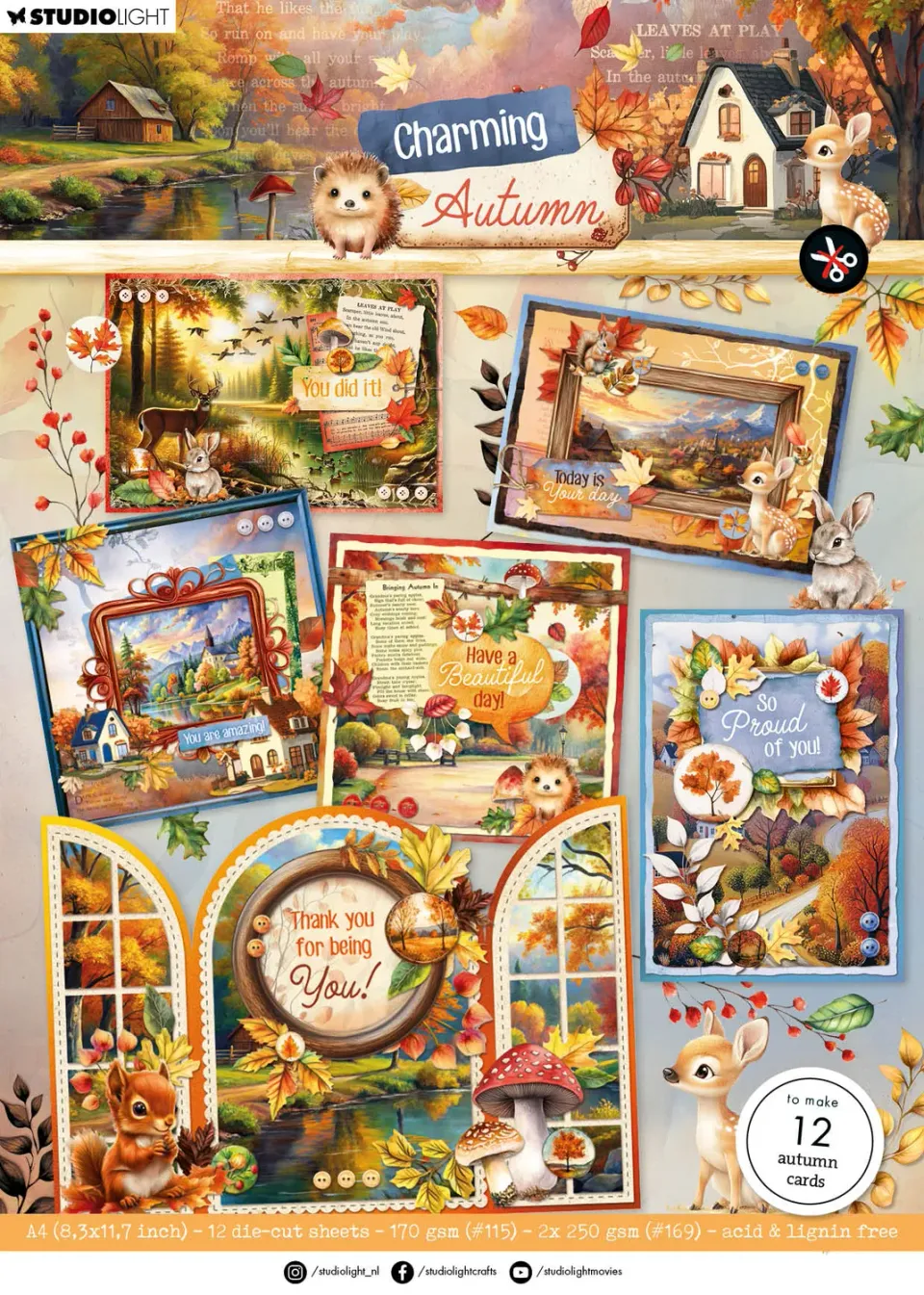 Studio Light Charming Autumn Card Making Pad Kartenblock Herbst 14 Blatt