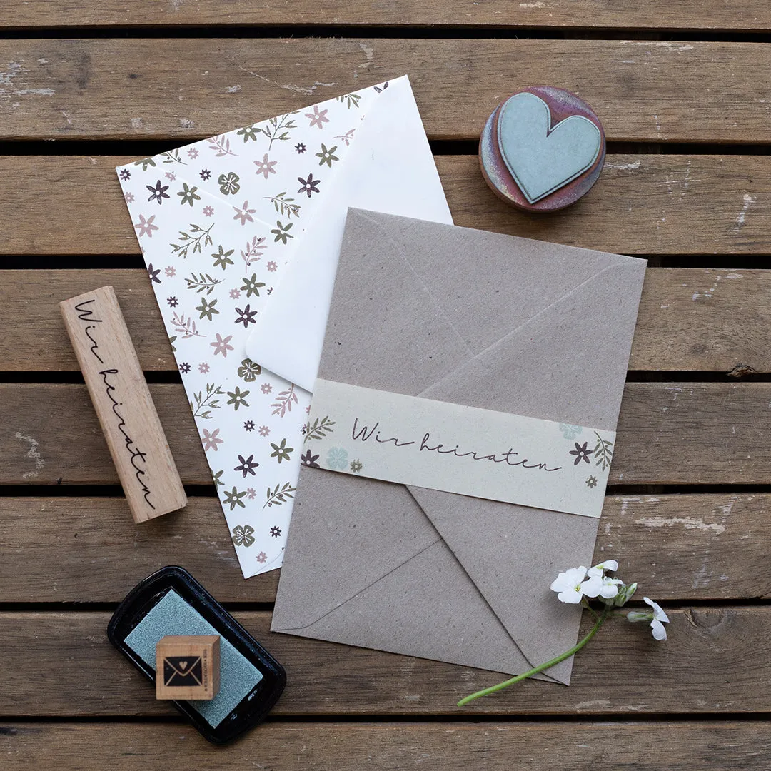 Perlenfischer Wir heiraten 2 Stempel 8x79 mm Holz