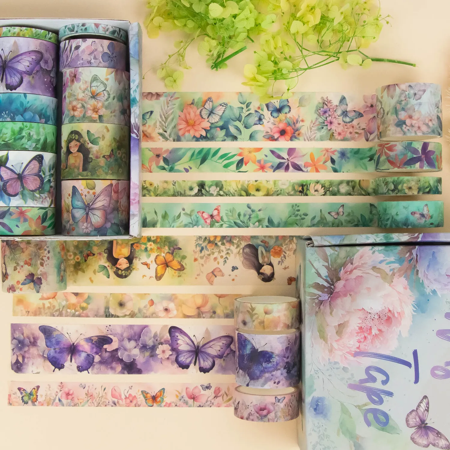 Ieebee Butterfly Washi Tape Set 20 Rollen floral