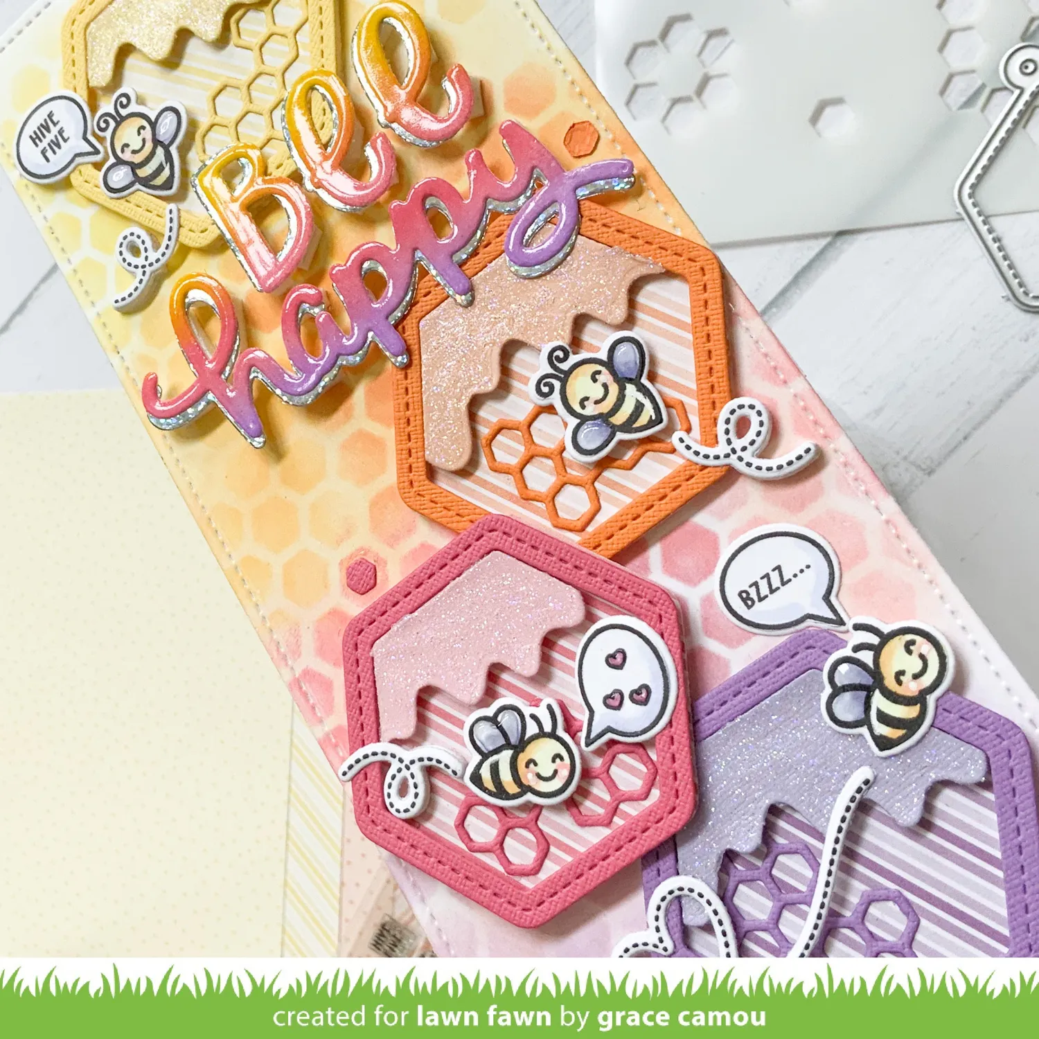 Lawn Fawn Honeycomb Shaker Gift Tag Lawn Cuts Anhänger