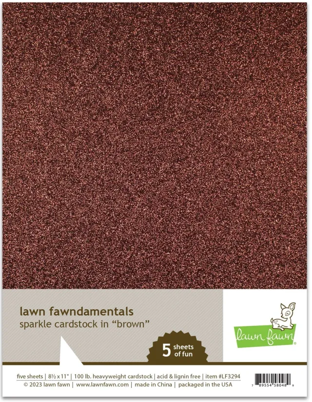 Lawn Fawn Sparkle Cardstock Papier braun Glitzer 5 Bogen