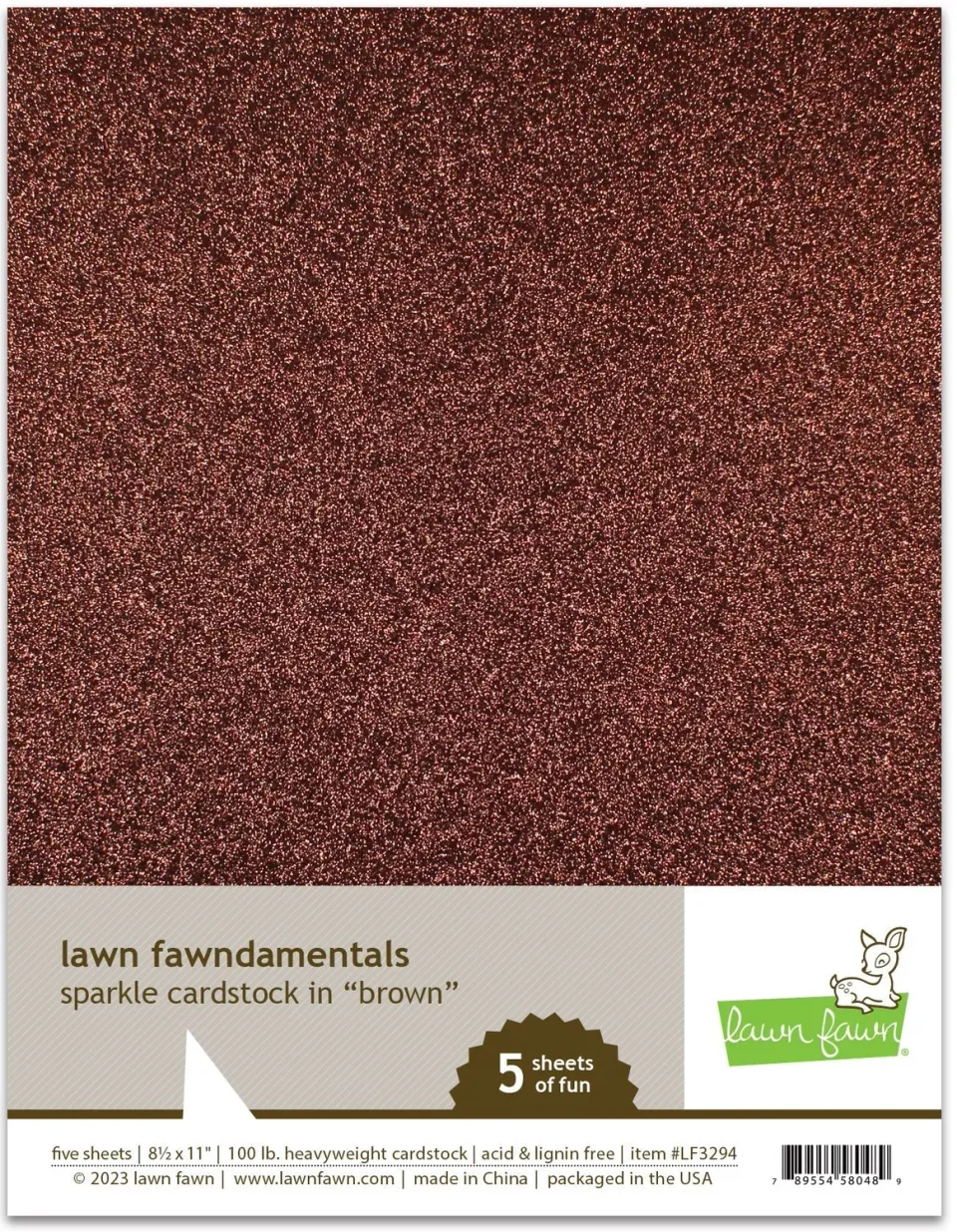 Lawn Fawn Sparkle Cardstock Papier braun Glitzer 5 Bogen