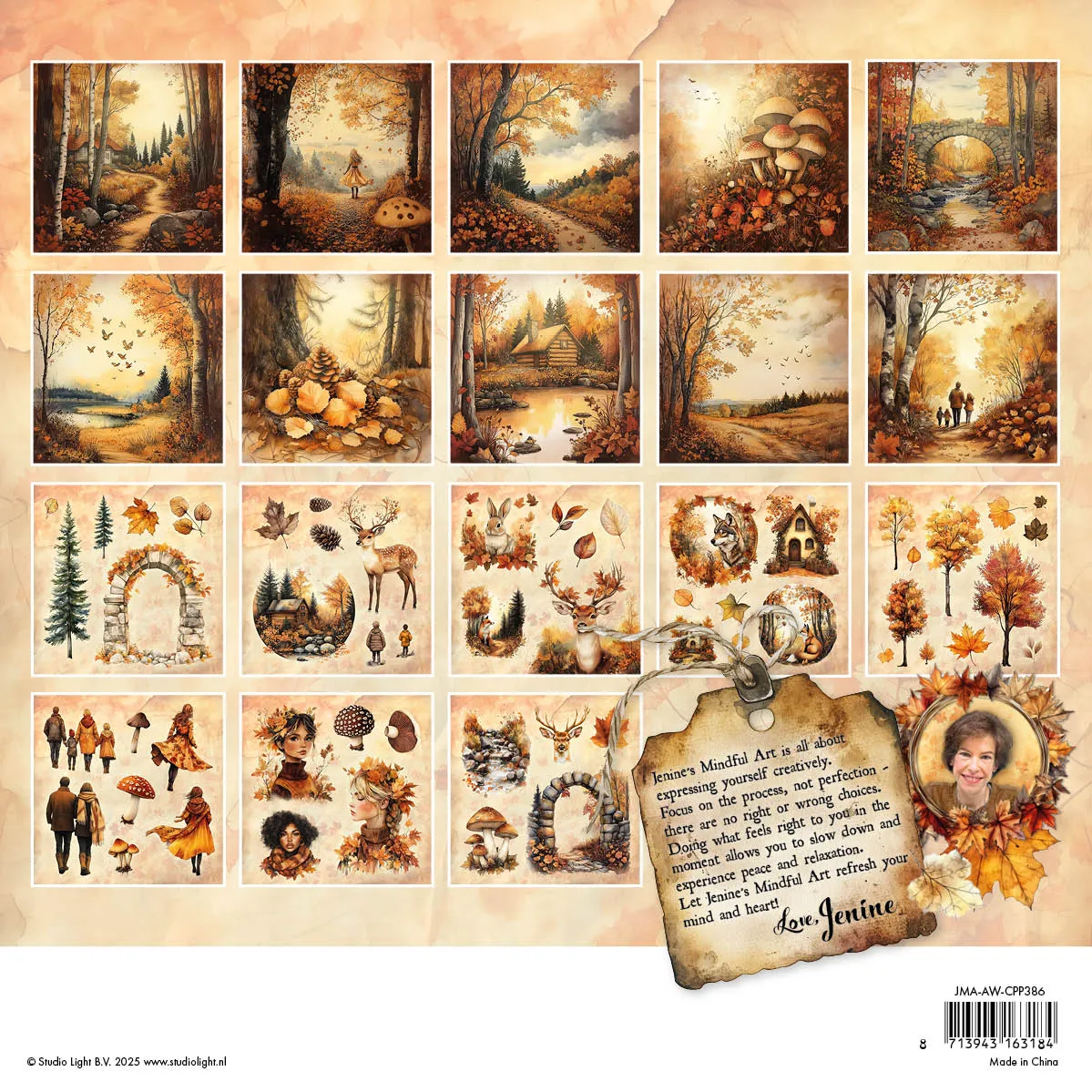 StudioLight Mindful Art Autumn Woods Collagepapier-Block 36 Blatt