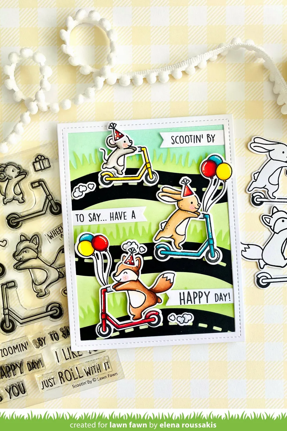 Lawn Fawn Scootin By Stempelset Roller Tiere