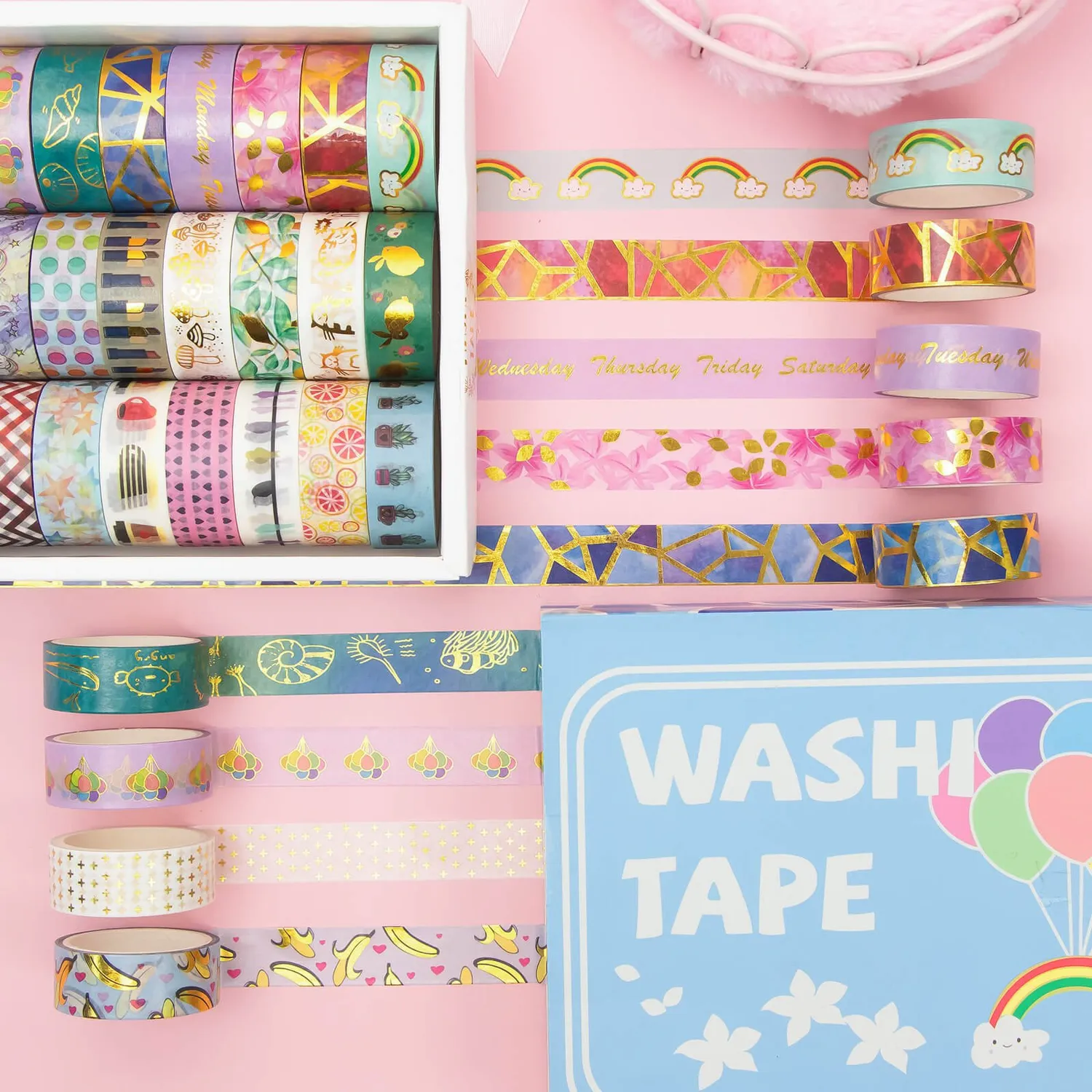 Ieebee Gold Foil Washi Tape 30 Rollen Regenbogen