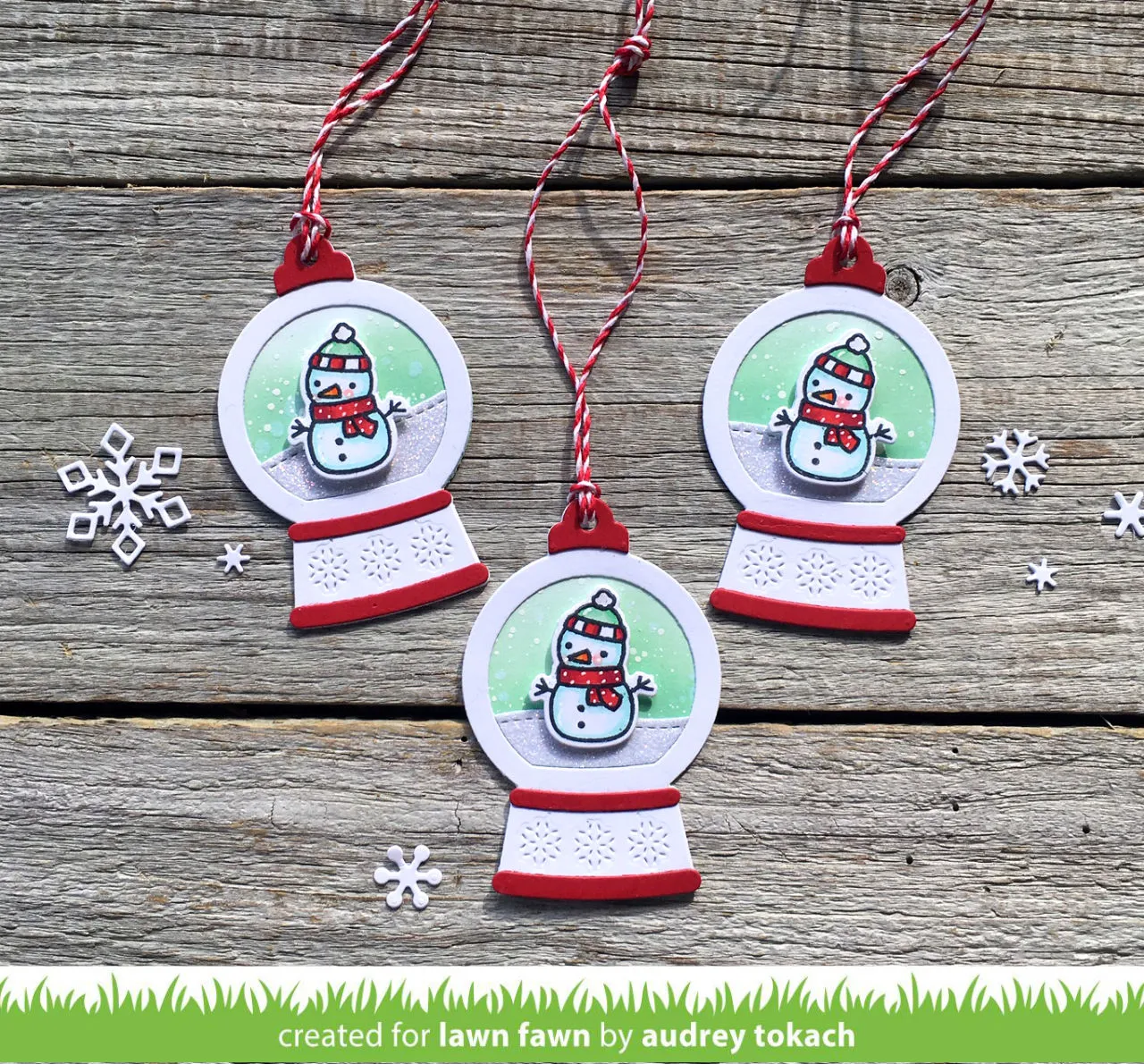 Lawn Fawn Snow Globe Gift Tag Stanzen Weihnachten Shaker