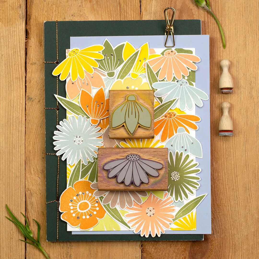 Perlenfischer Sonnenhut Holzstempel 46x25 mm Blume