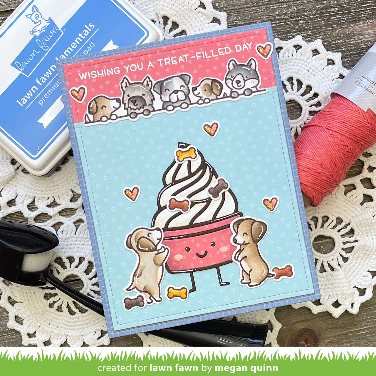 Lawn Fawn Froyo Friend Stanzschablonen Eisbecher Erdbeere