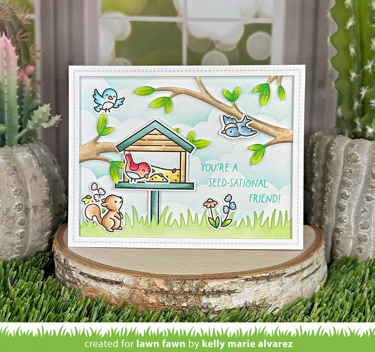 Lawn Fawn Backyard Bird Feeder Add-On Stempelset Vogel