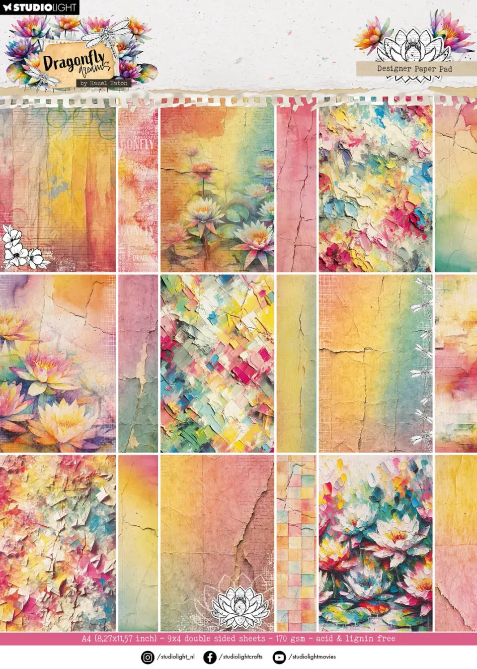 Hazel Eaton Dragonfly Dreams Designpapier A4 36 Blatt Hintergrund