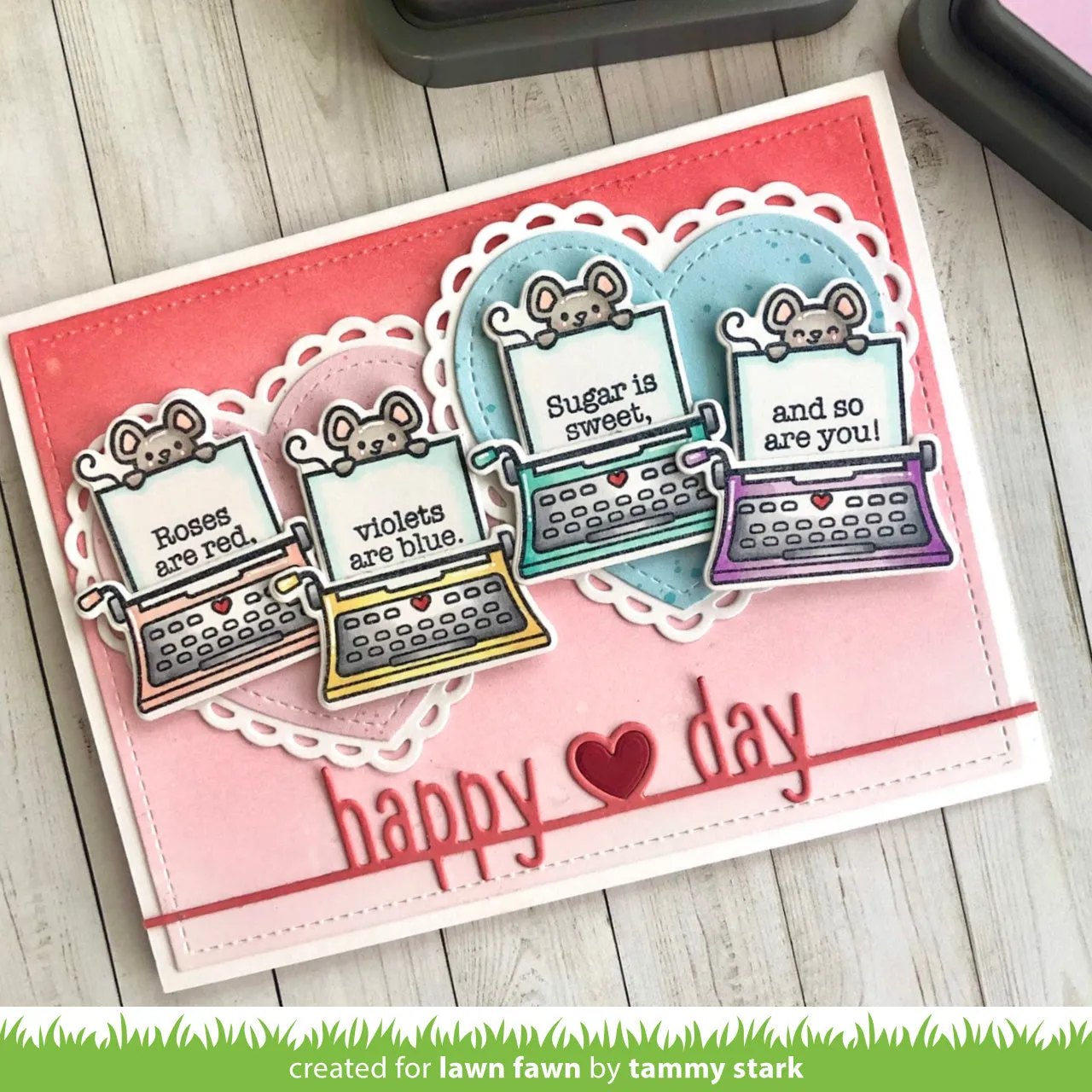 Lawn Fawn Lawn Cuts Happy Heart Day Stanze Valentinstag